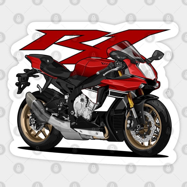 Yamaha YZF R1 Red Bike Sticker by idrdesign